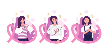 Illustration for Breast cancer awareness month for disease prevention campaign - Royalty Free Image