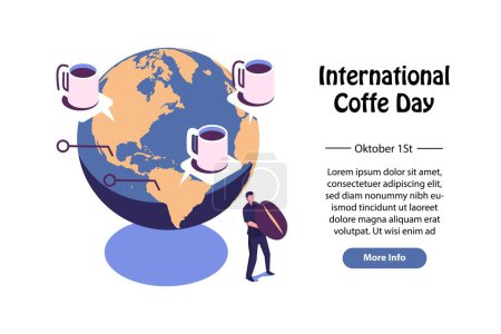 Illustration for World coffee day flat style vector background design - Royalty Free Image