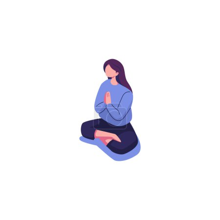 Ilustración de Yoga beneficios para la salud del cuerpo, la mente y las emociones, una mujer embarazada con su pareja en una pose de yoga meditar. preparación de los padres para el vector del parto - Imagen libre de derechos