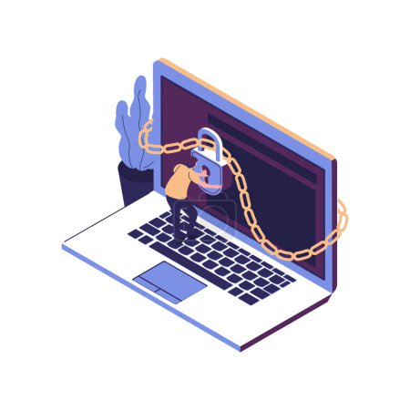 Illustration for The concept of protecting computer data for a web page, coding, programming, application development, expose - Royalty Free Image