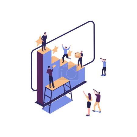 Illustration for Business concept vector illustration, little people climb the corporate ladder, the concept of career growth, career planning vector - Royalty Free Image