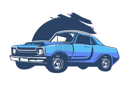 Ilustración de Clásico vintage retro coche diseño vector ilustración en blanco y negro - Imagen libre de derechos