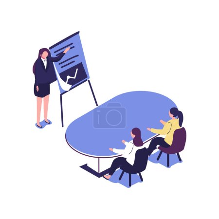 Illustration for Meetings business training, design composition market analysis creative solution. professional development of employees vector - Royalty Free Image