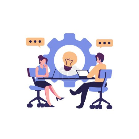 Illustration for Internet assistant at work. vector,promotion in the network. manager for remote work, team work on the project, brainstorming - Royalty Free Image