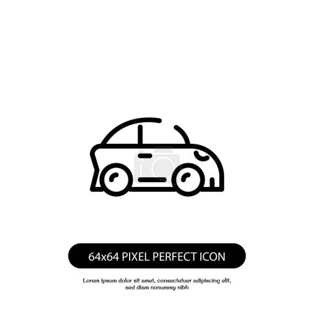 Téléchargez les illustrations : Côté de la voiture icône vectorielle contour noir, vue de côté symbole de véhicule de style minimaliste simple, pixel vectoriel parfait - en licence libre de droit