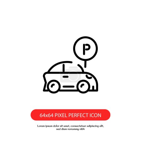 Téléchargez les illustrations : Aire de stationnement icône contour pixel conception vectorielle parfaite. bon pour le site Web - en licence libre de droit