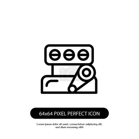 Téléchargez les illustrations : Ventilateur de compresseur vecteur ooutline icône. 64x64 pixel parfait isolé sur fond blanc - en licence libre de droit