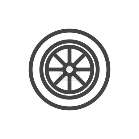 Ilustración de Coche rueda contorno icono píxel perfecto. icono para el diseño de vectores de aplicaciones web y móviles - Imagen libre de derechos