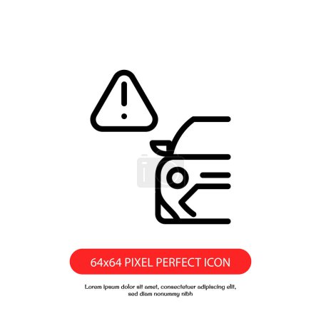 Téléchargez les illustrations : Icône de contour d'alerte voiture pixel parfait bon pour le web et mobile - en licence libre de droit
