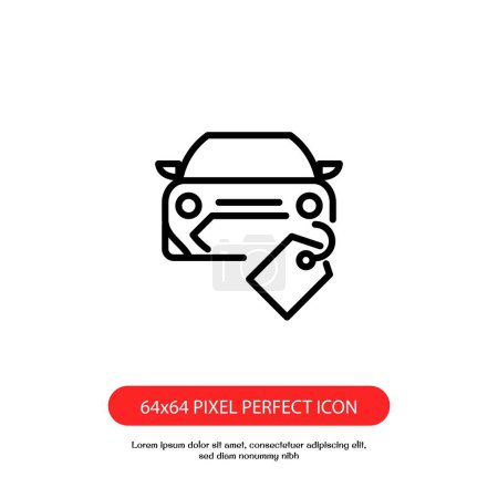 Téléchargez les illustrations : Icône de contour de vente de voiture pixel parfait pour le site Web ou l'application mobile - en licence libre de droit