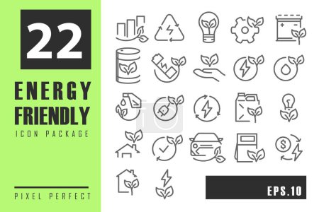 Illustration for Energy friendly outline icon pixel perfect set. designed for web or mobile app vector icon - Royalty Free Image