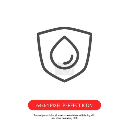 Illustration for Waterproof icon, water resist outline icon pixel perfect for web or mobile app. vector eps.10 - Royalty Free Image