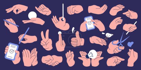 Illustration for Hand gestures package set flat vector illustration design - Royalty Free Image