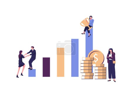 Illustration for Career growth to success flat style illustration vector design - Royalty Free Image