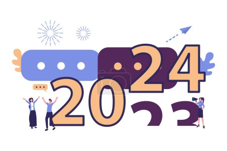 Téléchargez les illustrations : Les gens se préparent pour la nouvelle année, nouvelle célébration de l'année conception vectorielle illustration de style plat - en licence libre de droit