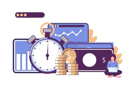 Illustration for Benefits of investment flat style illustration vector design - Royalty Free Image