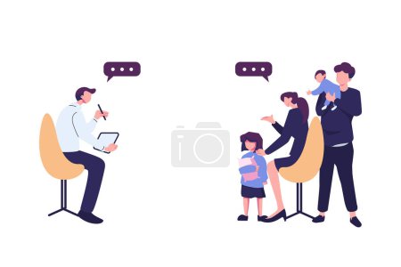 Illustration for Psychotherapeutic counseling for a child flat style illustration vector design - Royalty Free Image