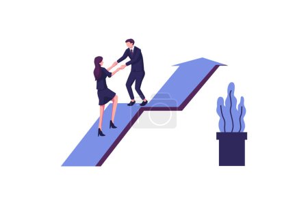 Illustration for Goal focused help in overcoming obstacles flat style illustration vector design - Royalty Free Image