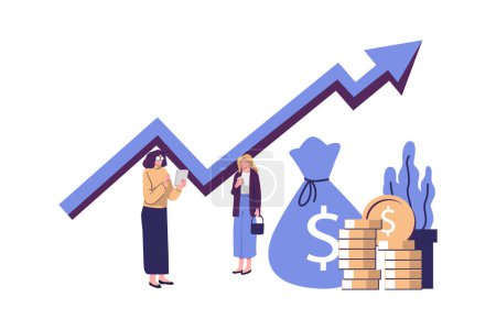 Illustration for Business brings a successful team, moving up, investing money in creative projects flat vector illustration - Royalty Free Image