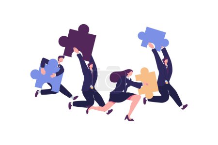 Illustration for Jigsaw puzzles are great element of team work and search for ideas. business teamwork together people connect puzzle elements - Royalty Free Image
