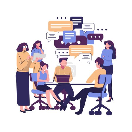 Illustration for Brainstorming business meeting creating new idea flat style illustration vector desgn - Royalty Free Image