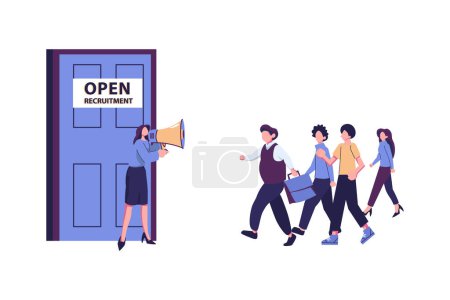 Illustration for Recruitment agency, job seekers, job applicants, vacancy announcement flat style illustration vector - Royalty Free Image
