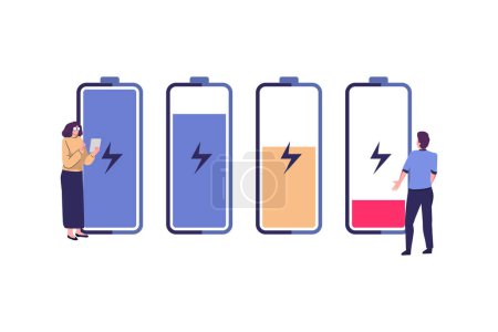 Illustration for Battery power, various battery energy flat style illustration vector design - Royalty Free Image