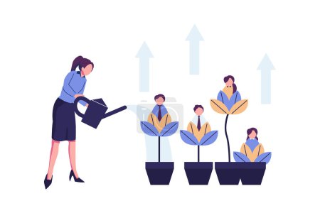 Illustration for The rise of the career to success flat style illustration vector design - Royalty Free Image