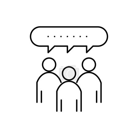 Illustration for Group opinion thin outline icon for website or mobile app - Royalty Free Image