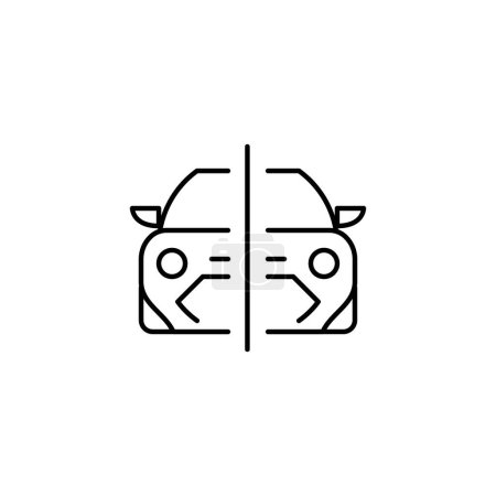 Illustration for Half car outline thin icon. balance symbol. good for web and mobile app - Royalty Free Image