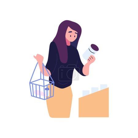 Ilustración de Compradores de personas que eligen productos en tiendas minoristas 1 - Imagen libre de derechos