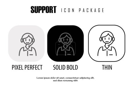 Ilustración de Icono de esquema de soporte en píxeles de diseño de vectores de estilo diferente perfecto - Imagen libre de derechos