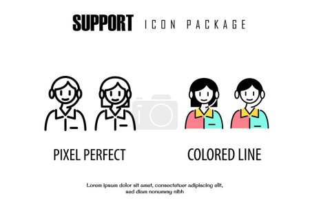 Illustration for Support outline icon in different style vector design pixel perfect - Royalty Free Image