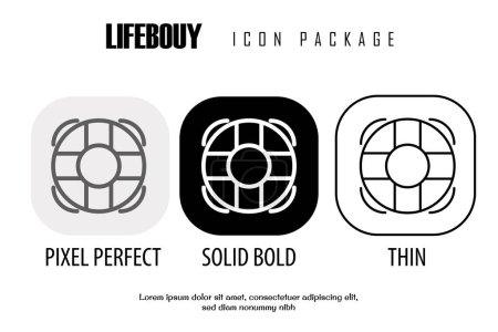 Téléchargez les illustrations : Icône de contour Lifebouy dans un style différent pixel de conception vectorielle parfait - en licence libre de droit