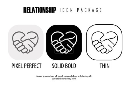 Illustration for Relationship symbol, hand shake outline icon in different style vector design pixel perfect - Royalty Free Image