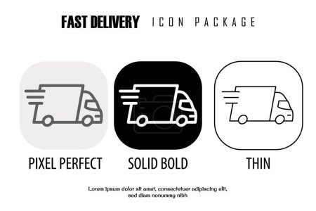 Illustration for Fast delivery, quick delivery outline icon in different style vector design pixel perfect - Royalty Free Image