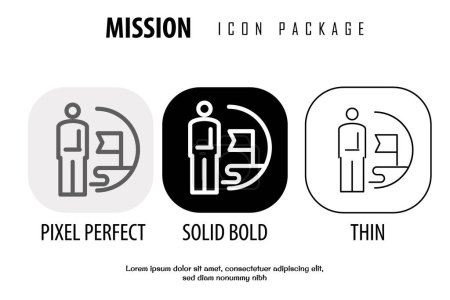 Illustration for Mission outline icon in different style vector design pixel perfect - Royalty Free Image