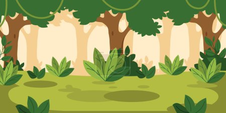 Illustration for Jungle forest nature landscape with green jungle foliage and exotic plants - Royalty Free Image