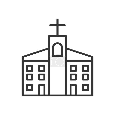 Téléchargez les illustrations : Icône de contour de l'église pixel parfait pour le site Web ou l'application mobile - en licence libre de droit