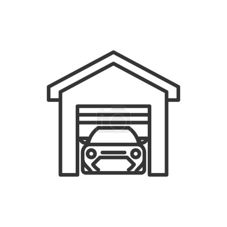 Illustration for Garage outline icon pixel perfect for website or mobile app - Royalty Free Image