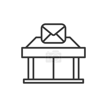 Téléchargez les illustrations : Pixel d'icône de contour de bureau de poste parfait pour le site Web ou l'application mobile - en licence libre de droit