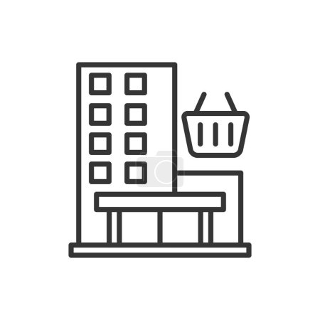 Illustration for Shopping mall outline icon pixel perfect for website or mobile app - Royalty Free Image