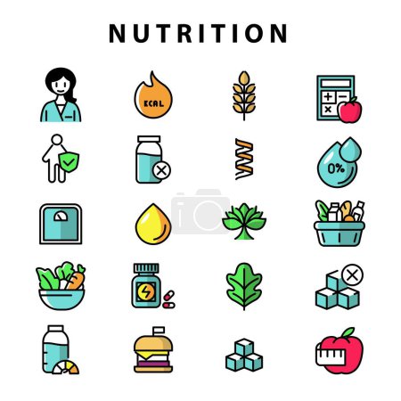 Illustration for Nutrition type colored icon vector good for website or mobile app - Royalty Free Image