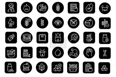 Téléchargez les illustrations : Conception vectorielle d'icônes en gras de type nutritionnel pour site Web ou application mobile - en licence libre de droit