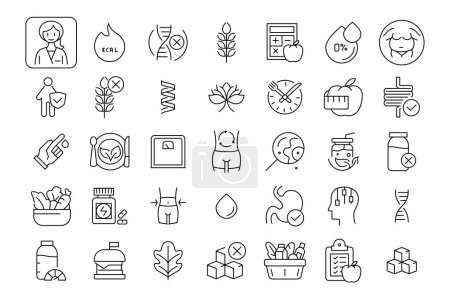 Illustration for Nutrition type outline thin icon vector design - Royalty Free Image