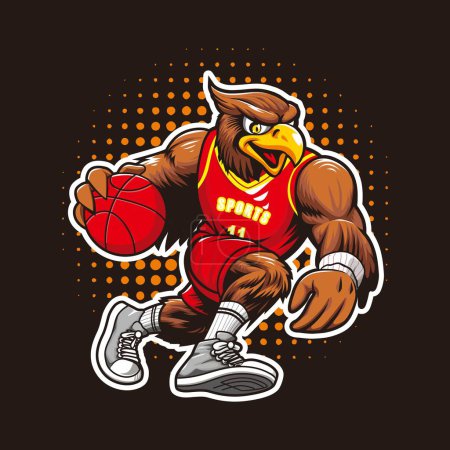 Illustration for Hawk, eagle, bird playing basketball vector illustration design - Royalty Free Image