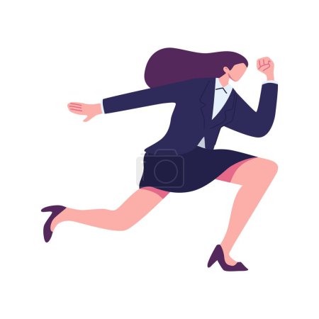 Illustration for Business woman running poses flat illustration - Royalty Free Image