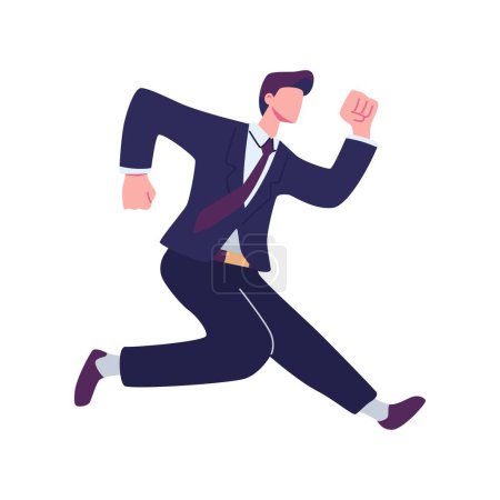 Illustration for Businessman running poses flat illustration - Royalty Free Image