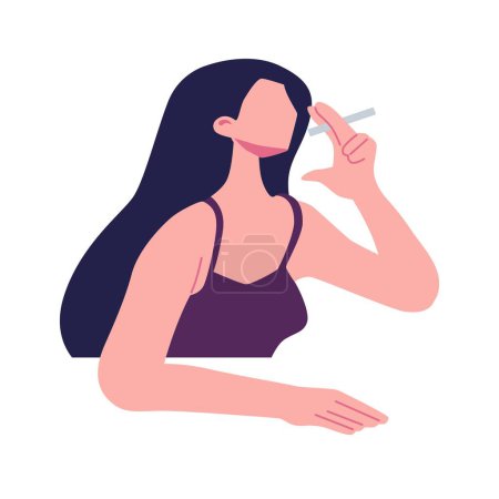 women smoking pose flat style illustration vector design