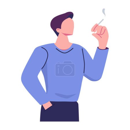 hommes fumeur pose plat style illustration vectoriel design